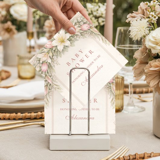 Blush Tulip And Lily Garden Baby Shower Serviette