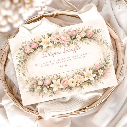 Blush Tulip And Lily Garden Diapper Raffle Begleitkarte