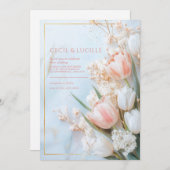 Blush Tulip Floral Wedding Einladung (Vorne/Hinten)