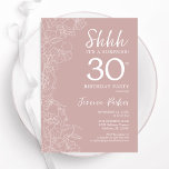 Blush Überraschung 30. Geburtstag Einladung<br><div class="desc">Rosa und weiße Überraschung 30. Geburtstagseinladung. Modernes feminines Design mit botanischen Akzenten und typografischem Script-Schriftart. Elegante florale Einladungskarte perfekt für eine stilvolle weibliche Überraschung am Tag. Gedruckte Zazzle Einladungen oder Sofortdownload digitalen druckbaren Vorlage.</div>