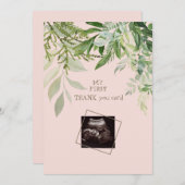 Blush Ultrasound Girl Funny Baby Dusche Vielen Dan Dankeskarte (Vorne/Hinten)