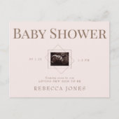 Blush Ultrasound kommt bald Baby Dusche Gold Text Postkarte (Vorderseite)