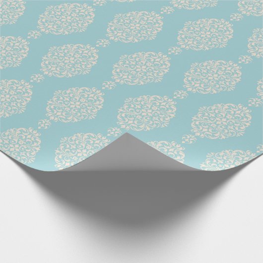 Blush- und Blue Damask-Muster Geschenkpapier (Ecke)