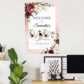 Blush und bordeauxfarbene Golddusche Baby Poster (Heimbüro)