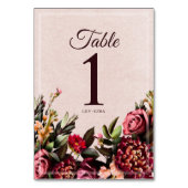 Blush und Burgund Tischnummer (Rückseite)