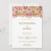 Blush- und Champagnerrosen-Hochzeit Einladung (Vorderseite)