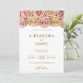 Blush- und Champagnerrosen-Hochzeit Einladung (Stehend Vorderseite)