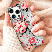 Blush und Coral Monogram Floral Case-Mate iPhone Hülle