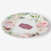 Blush und Deep Mauve Lush Floral Pappteller (Schrägansicht)