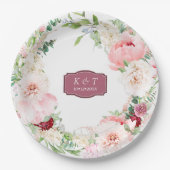 Blush und Deep Mauve Lush Floral Pappteller (Vorderseite)