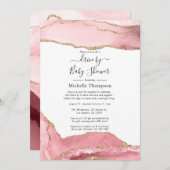 Blush- und Gold-Agate-Laufwerk durch Dusche Einladung (Vorne/Hinten)