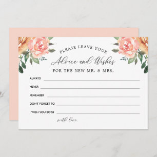 Blush und Gold Floral Ratschläge und Wünsche Dankeskarte