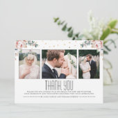 Blush und Gold | Floral Wedding Danke Foto (Stehend Vorderseite)