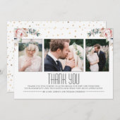 Blush und Gold | Floral Wedding Danke Foto (Vorne/Hinten)