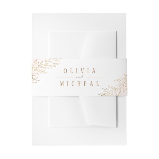 Blush und goldvergoldete botanische Hochzeit Einladungsbanderole (Vorderseite Beispiel)