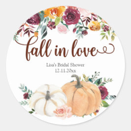 Blush und Marsala Fall Liebe Pumpkin Runder Aufkleber
