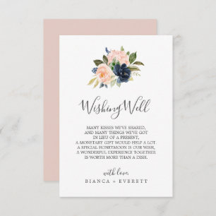 Blush und Navy Blume Hochzeitskarte Begleitkarte