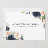Blush und Navy Blume werden Sie mein Blumenmädchen Ankündigung (Rückseite)