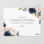 Blush und Navy Blume werden Sie mein Blumenmädchen Postkarte (Rückseite)