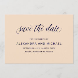 Blush und Navy Typografie | Hochzeitsstichtag spei Save The Date