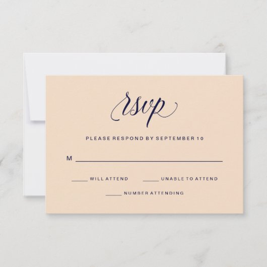 Blush und Navy Typografie | UAWG | RSVP Karte (Vorderseite)