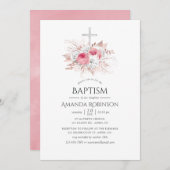 Blush und Rose Gold Bläsertaufen oder Weihnachten Einladung (Vorne/Hinten)