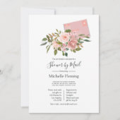 Blush und Rosen Gold Flora Baby oder Brautparty Einladung (Vorderseite)