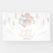 Blush und Silber Ballons Geburtstag Banner (Horizontal)