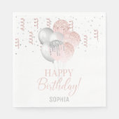 Blush und Silber Ballons Geburtstag Serviette (Vorderseite)