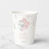 Blush und Silberne Luftballons Geburtstag  Pappbecher (Vorderseite)