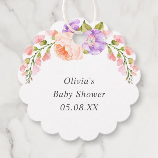 Blush und Violet Blütendusche Geschenkanhänger (Rückseite)