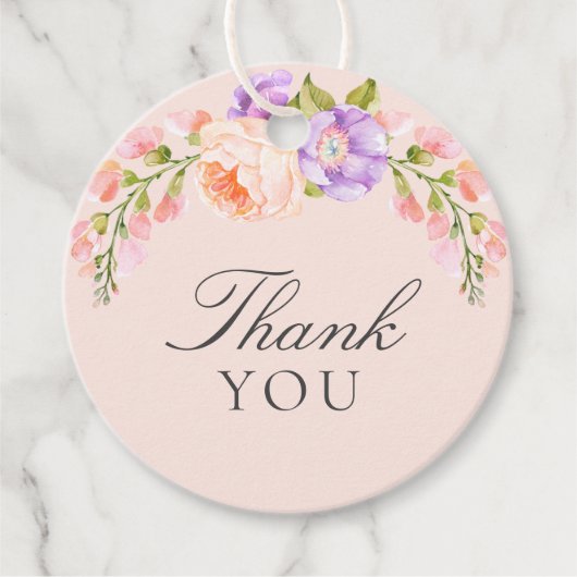 Blush und Violet Blütendusche Geschenkanhänger (Vorderseite)