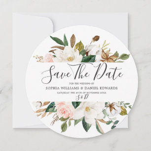 Blush- und weiße Blumen Elegante moderne Hochzeit Save The Date