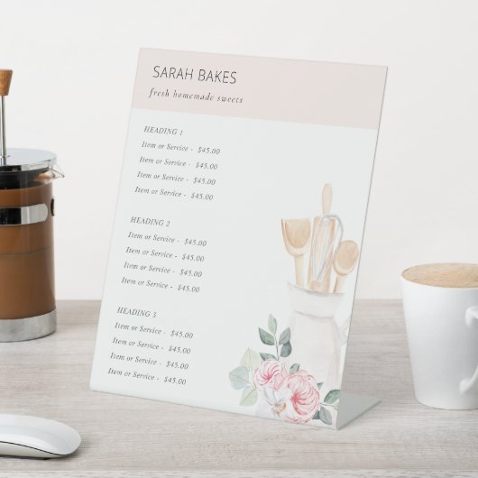 Blush Utensils Floral Whisk Bäckerei Preis Sockelschild (In SItu)