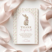 Blush Vintag Bunny Pink Bow Birthday Girl Dankeskarte