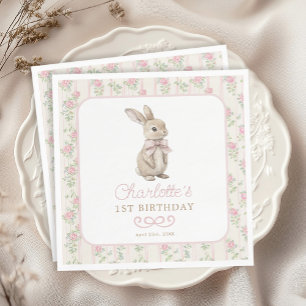 Blush Vintag Rabbit Bunny Geburtstag Willkommen Serviette