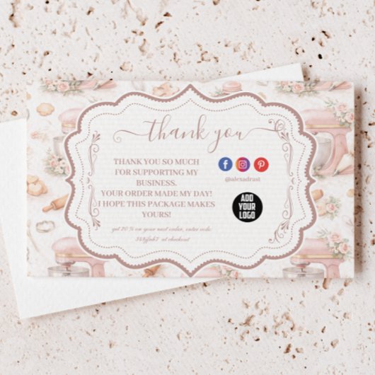 Blush Vintage Patisserie Bakery Business Dankeskarte