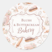 Blush Vintage Patisserie Bakery Business Runder Aufkleber (Vorderseite)