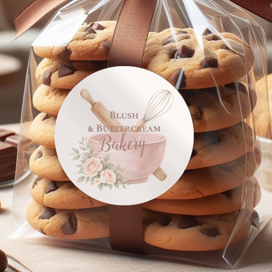 Blush Vintage Patisserie Bakery Business Runder Aufkleber