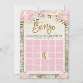 Blush Vintage Travel Bingo Baby Showspielkarte Einladung