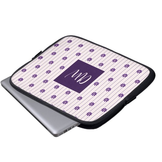 Blush & Violet Streifen Muster Laptopschutzhülle (Vorne Knopf)