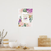 Blush Violet Tropische Blumengrün Hochzeit Poster (Küche)