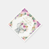 Blush Violet Tropischer Dschungel Elefant Wild One Serviette (Ecke)