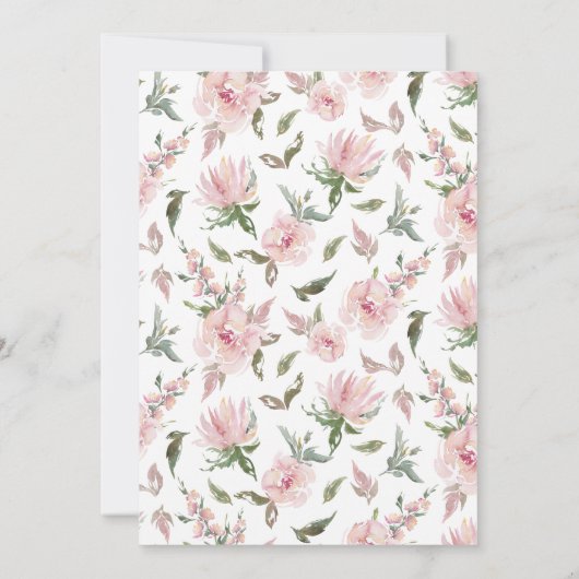 Blush Wassercolor Bloral Baby Dusche Einladung (Rückseite)