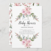 Blush Wassercolor Bloral Baby Dusche Einladung (Vorne/Hinten)