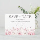 Blush Wasserfarbe Bloral Elegante Hochzeit Save The Date (Stehend Vorderseite)