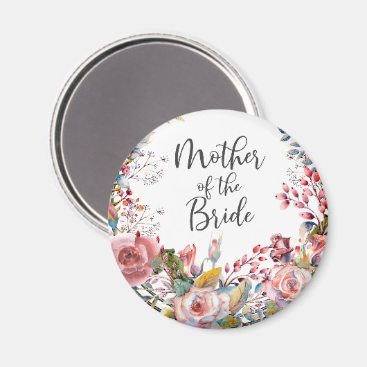 Blush Wasserfarbe Blumenmutter der Braut Magnet (Vorderseite/Rückseite)
