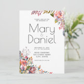 Blush Wasserfarbe Blumenstrauch Grenze Elegante Ho Einladung (Stehend Vorderseite)