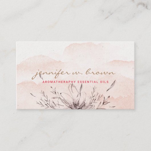 Blush Wasserfarbe botanische ätherische Öle Blätte Visitenkarte (Vorderseite)