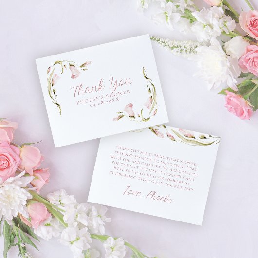 Blush Wasserfarbe Brautparty Flora Flasche Dankeskarte